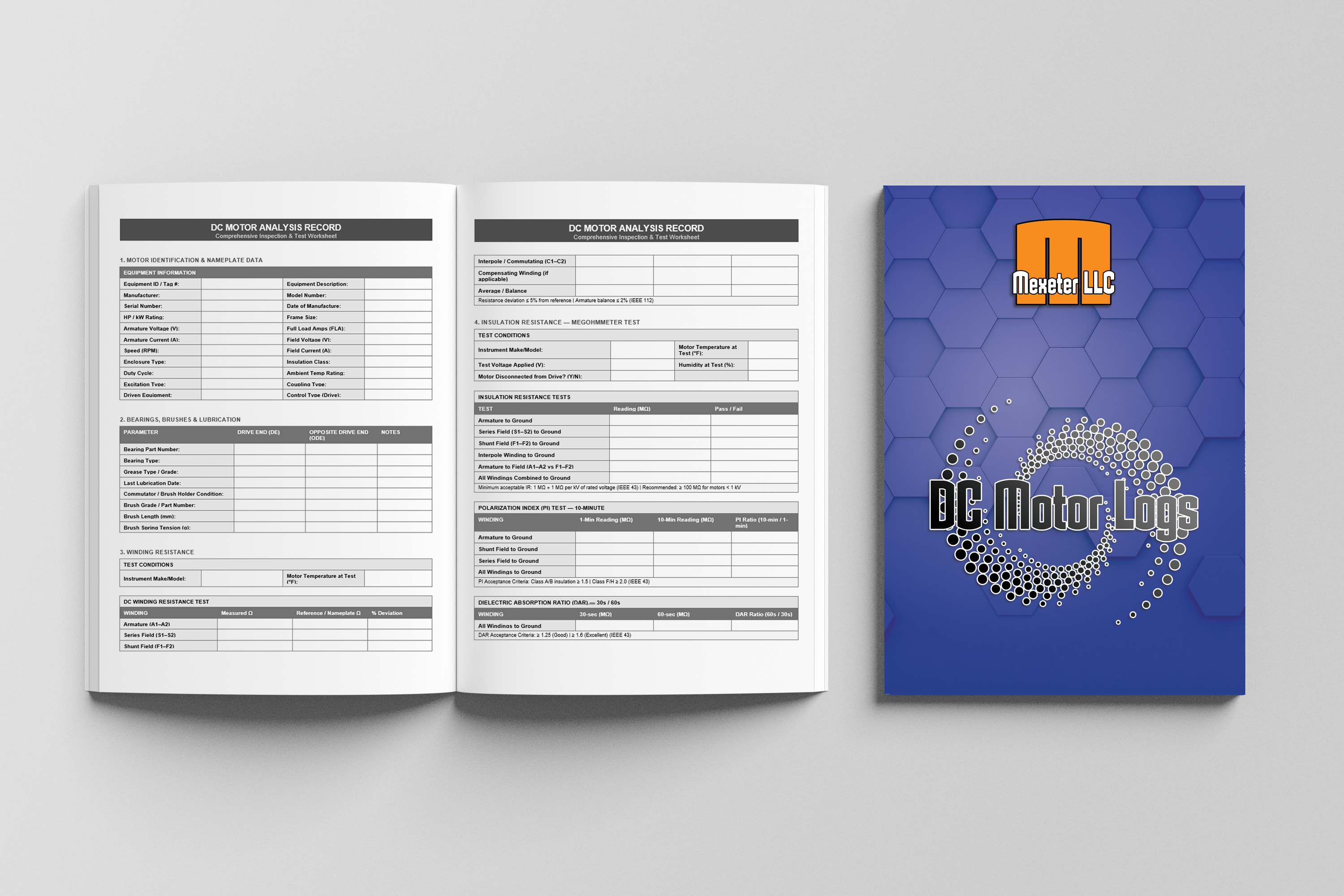 DC Motor Analysis Record — Perfect Bound Logbook | 200 Pages | 8.5" × 11"