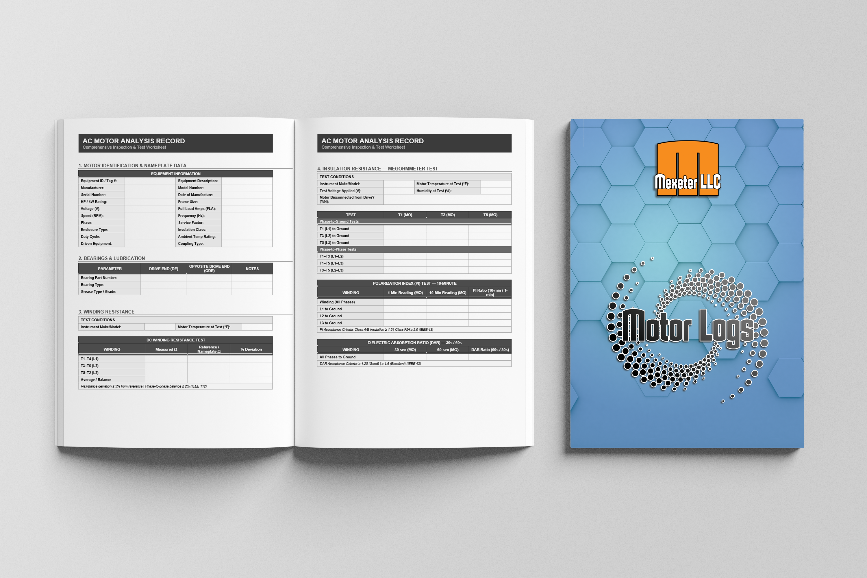 AC Motor Analysis Record — Perfect Bound Logbook | 200 Pages | 8.5" × 11"